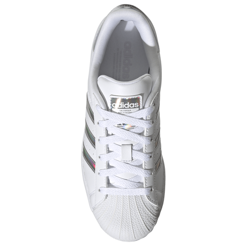 Adidas superstars womens white and silver best sale