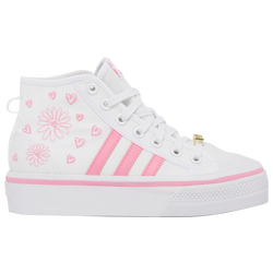 Girls' Grade School - adidas Originals Nizza Platform - White/Pink