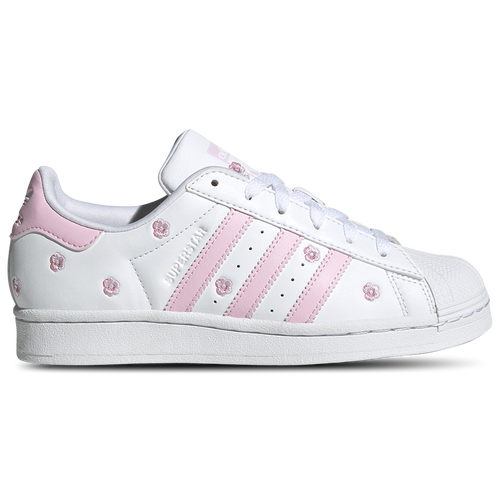 

adidas Originals Girls adidas Originals Superstar - Girls' Grade School Basketball Shoes White/White/Clear Pink Size 6.0