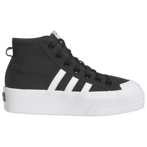 

adidas Originals Girls adidas Originals Nizza Platform Mid - Girls' Grade School Running Shoes White/Black Size 5.5