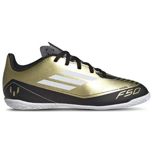 

adidas Boys adidas F50 Club Messi Indoor - Boys' Grade School Soccer Shoes Gold Metallic/White/Black Size 5.0
