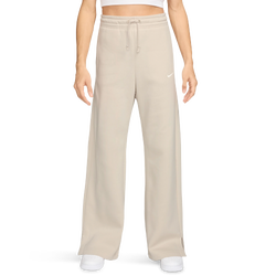 Women's - Nike Phoenix Fleece High Rise Wide Pants - White/Light Orewood Brown