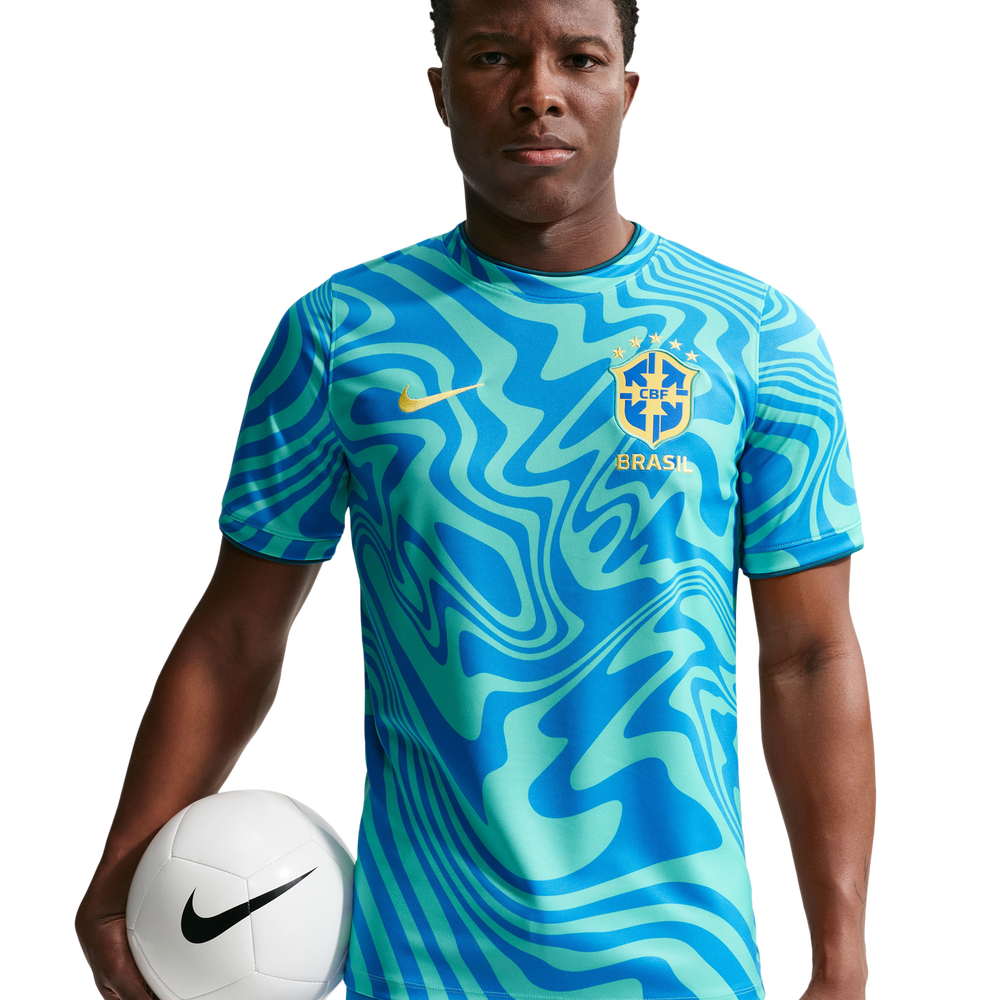 Representative product-family photo: Nike Brasil Pre Match Jersey. Pictured option and availability are unverified.