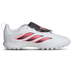 Boys' Grade School - adidas Predator Club Fold-Over Tongue Elastic Lace Turf - Footwear White/Solar Turbo/Core Black