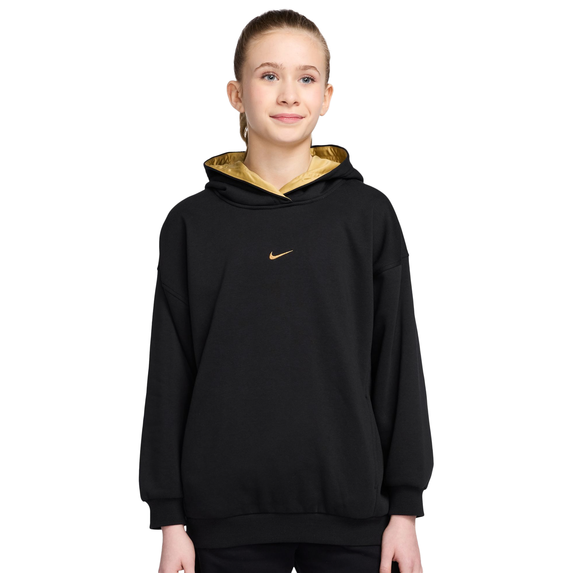 Nike NSW Shine Satin OS Club Fleece Hoodie - Girls' Grade School thumbnail 6