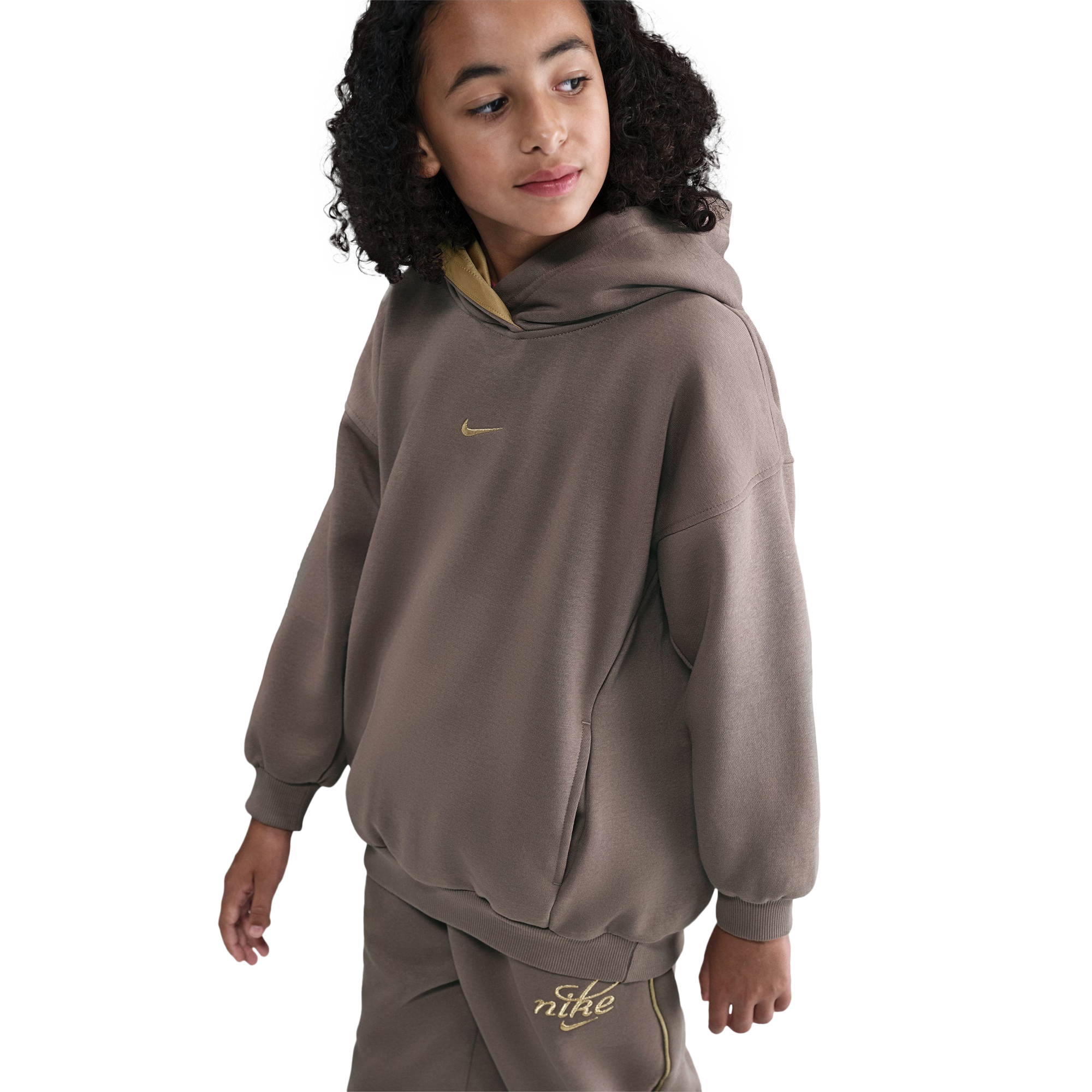 Nike NSW Shine Satin OS Club Fleece Hoodie - Girls' Grade School thumbnail 7