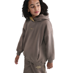 Girls' Grade School - Nike NSW Shine Satin OS Club Fleece Hoodie - Brown/Gold