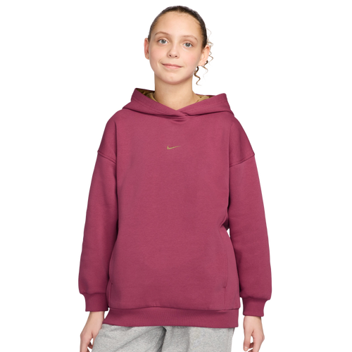 GIRLS - Nike NSW Shine Satin OS Club Fleece Hoodie - Gold/Pink