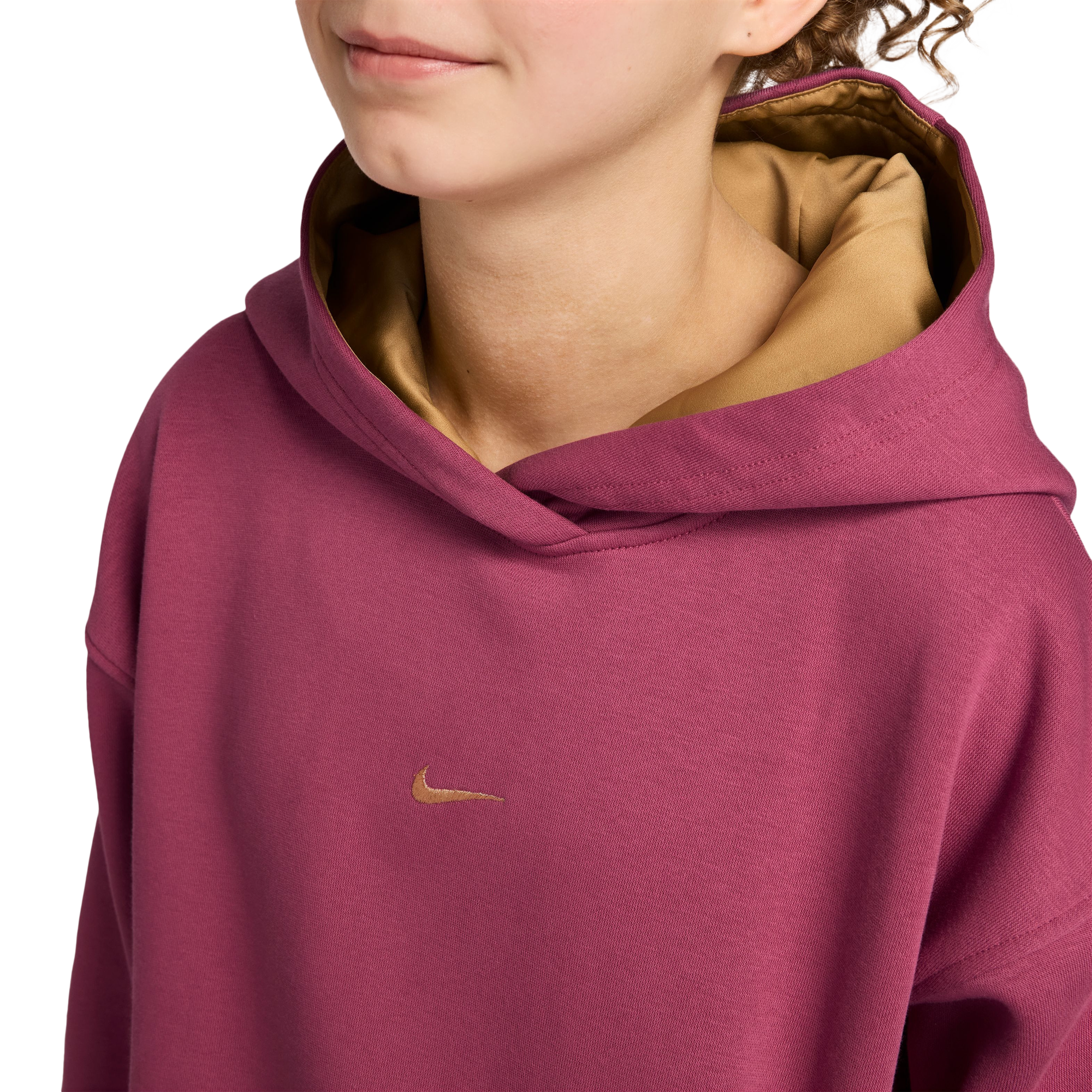 Nike NSW Shine Satin OS Club Fleece Hoodie - Girls' Grade School thumbnail 5
