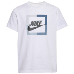 Boys' Grade School - Nike Open Block Futura T-Shirt - White/Blue