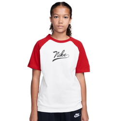 Boys' Grade School - Nike NSW Tee Raglan Script - White/Red