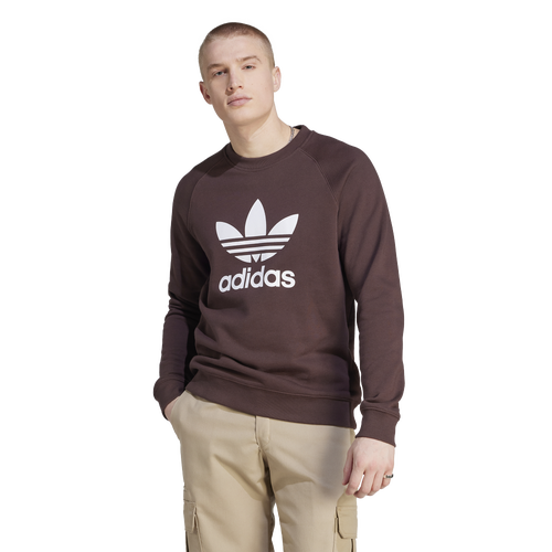 

adidas Originals Mens adidas Originals Trefoil Fleece Crew - Mens Shadow Brown Size XL