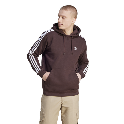 

adidas Originals Mens adidas Originals 3 Stripe Fleece Hoodie - Mens Shadow Brown Size XL