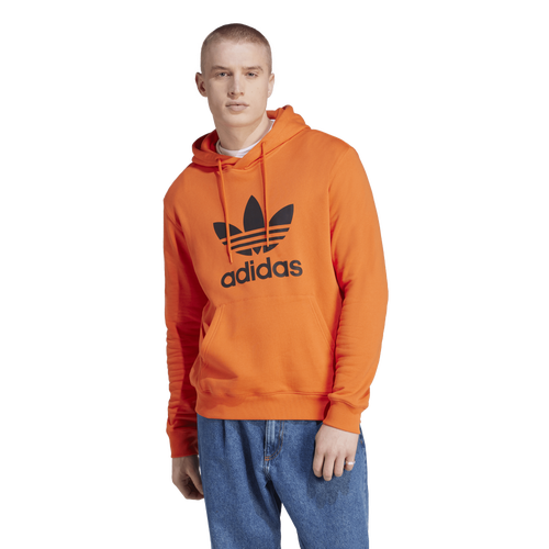Adidas Originals Mens  Big Trefoil Pullover Hoodie In White/orange