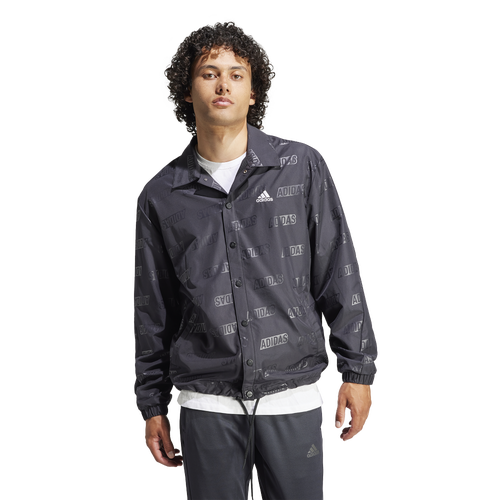 

adidas Mens adidas Embossed Woven Coaches Jacket - Mens Black Size M