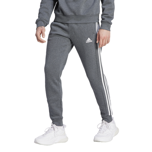 

adidas Mens adidas Essentials Fleece 3-Stripes Tapered Cuff Pants - Mens Dark Grey Heather Size L