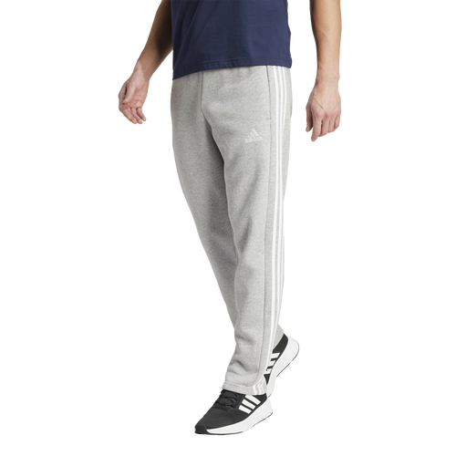 

adidas Mens adidas Essentials 3-Stripes Open Hem Fleece Pants - Mens Medium Grey Heather Size M