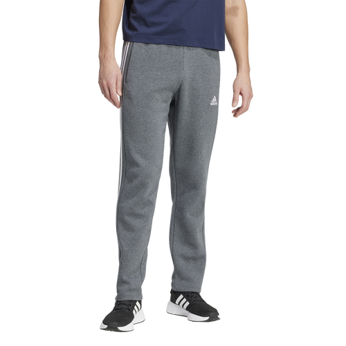 

adidas Mens adidas Essentials 3-Stripes Open Hem Fleece Pants - Mens Dark Grey Heather Size L