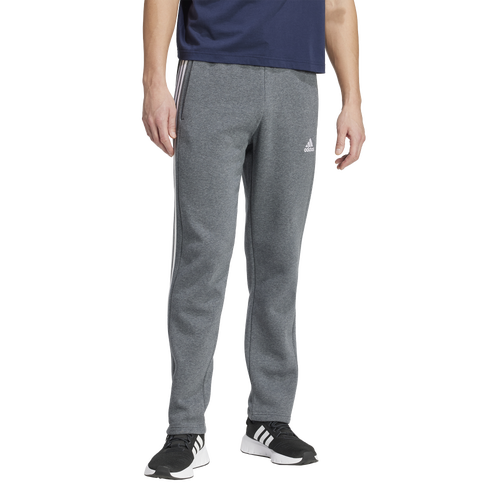 

adidas Mens adidas Essentials 3-Stripes Open Hem Fleece Pants - Mens Dark Grey Heather Size S