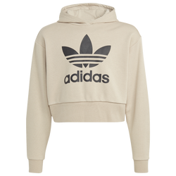 Girls' Grade School - adidas Originals Cropped Hoodie - Wonder Beige/Brown