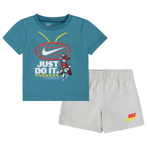 

Boys Infant Nike Nike Bug Net Woven Short Set - Boys' Infant White/Blue Size 12MO