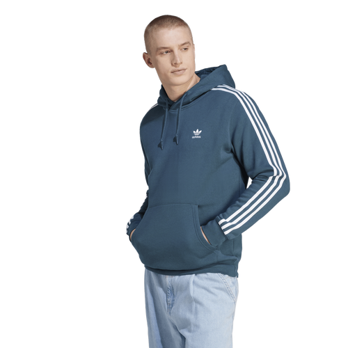 

adidas Originals Mens adidas Originals 3 Stripe Fleece Hoodie - Mens Arctic Night/White Size L