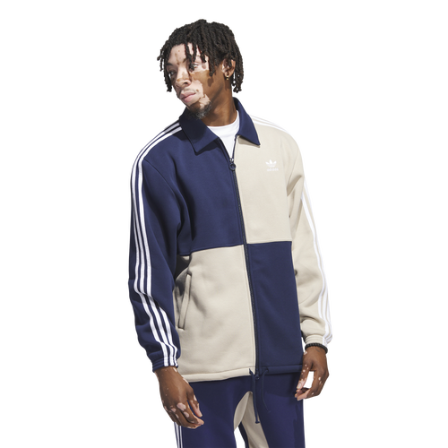 Adidas Originals Mens Adidas Blocked Coach Jacket In Wonder Beige/navy