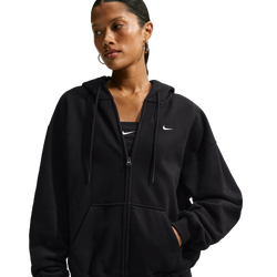 Women's - Nike Studio Fleece Midweight OS Full-Zip Hoodie - Total Black/Sail