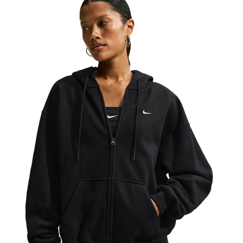  - Nike Studio Fleece Midweight OS Full-Zip Hoodie - Total Black/Sail