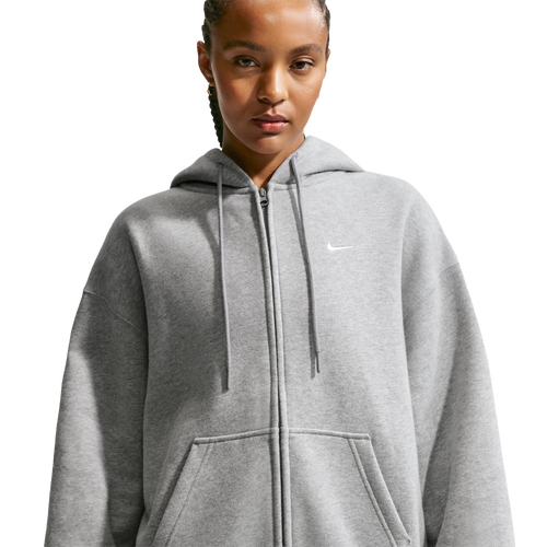 Nike Studio Fleece Midweight OS Full-Zip Hoodie - Nike Dark Grey Heather/Sail