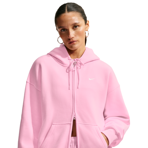 Nike Studio Fleece Midweight OS Full-Zip Hoodie - Nike Sail/Pink Rise