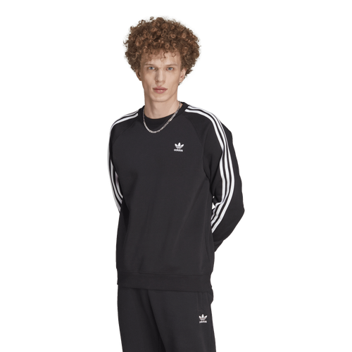 

adidas Originals Mens adidas Originals 3 Stripe Fleece Crew - Mens Black/White Size S