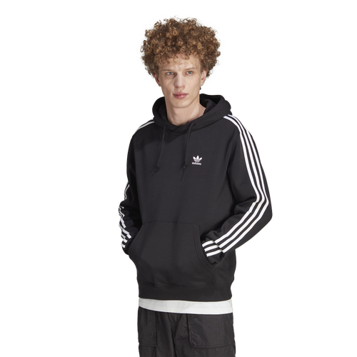 adidas Originals 3 Stripe Fleece Hoodie - adidas Originals Black/White