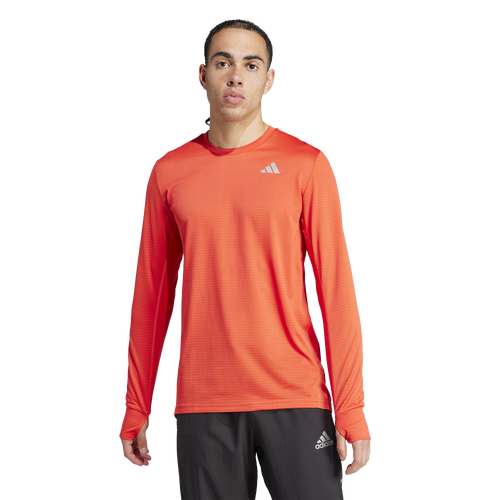 

adidas Mens adidas Own The Run Long-Sleeve T-Shirt - Mens Bright Red Size M