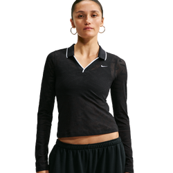 Women's - Nike Chll Knit LS Stitch Lace Top - White/Black/Black