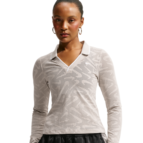 Nike Chll Knit LS Stitch Lace Top - Nike Cream Ii/White