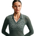 Nike Chll Knit LS Stitch Lace Top - Nike Camo Green/White
