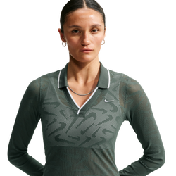 Women's - Nike Chll Knit LS Stitch Lace Top - Camo Green/Camo Green/White