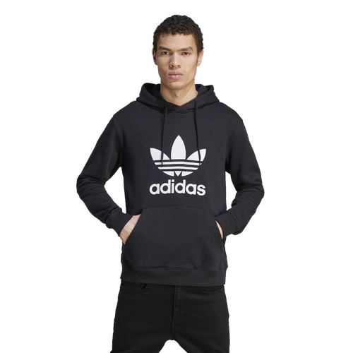 

adidas Originals Mens adidas Originals Big Trefoil Pullover Hoodie - Mens Black/White Size S