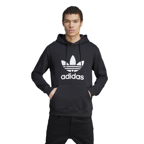 Shop Adidas Originals Mens  Big Trefoil Pullover Hoodie In Black/white