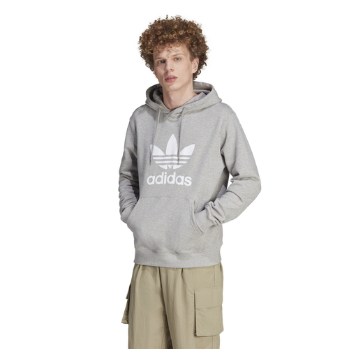 Shop Adidas Originals Mens  Big Trefoil Pullover Hoodie In Gray/white