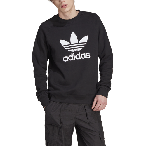 Shop Adidas Originals Mens  Trefoil Fleece Crew In Black/white
