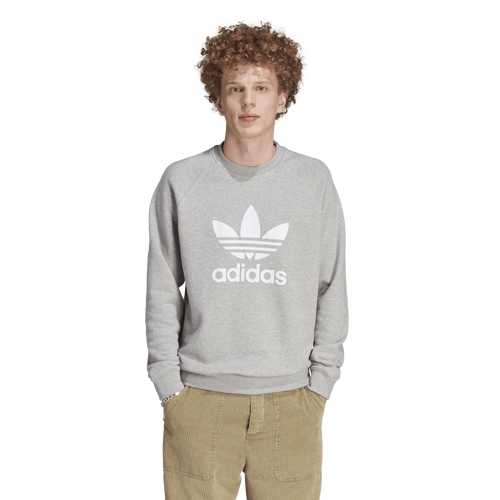 

adidas Originals Mens adidas Originals Trefoil Fleece Crew - Mens Grey/White Size M