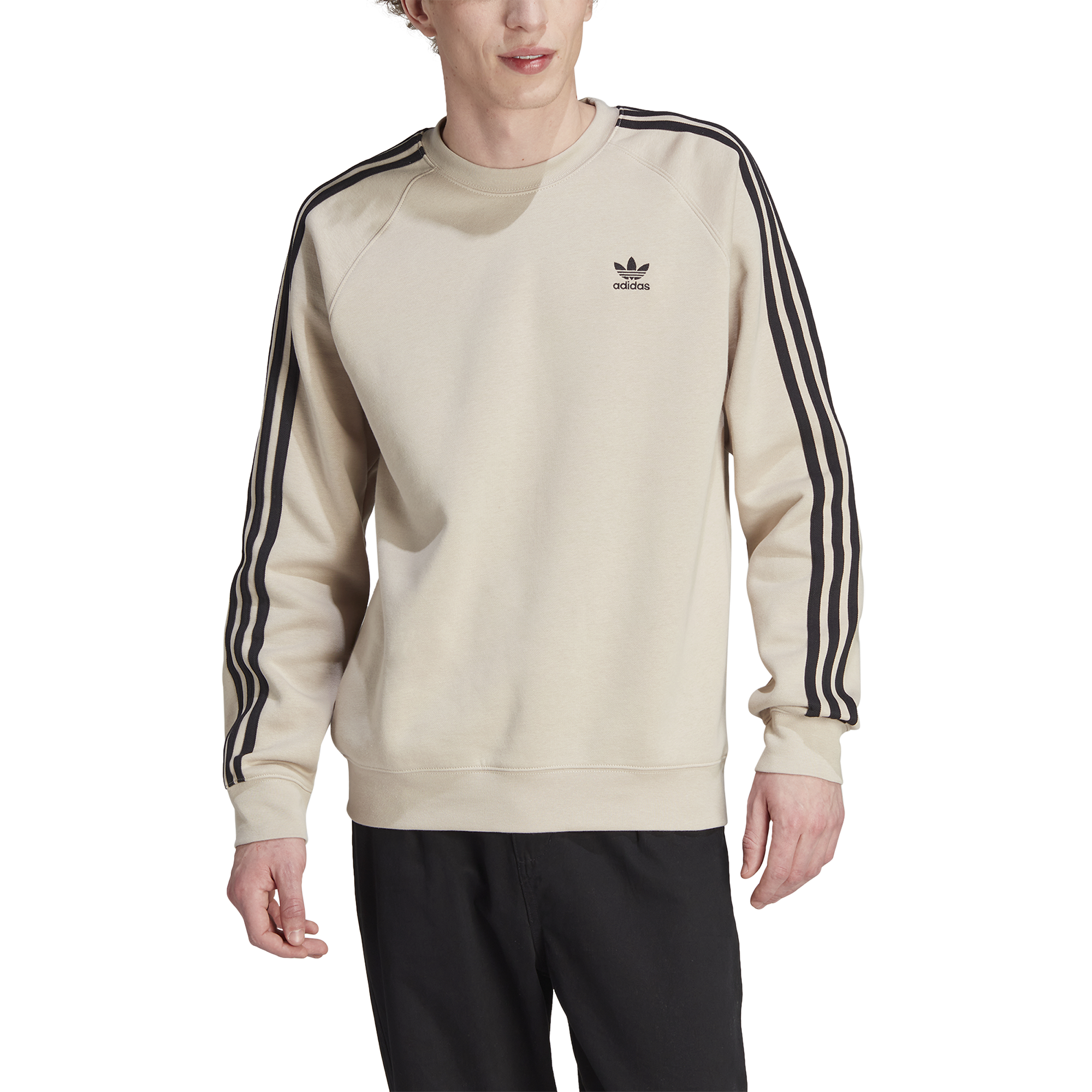 Adidas 3 on sale stripe crew sweatshirt