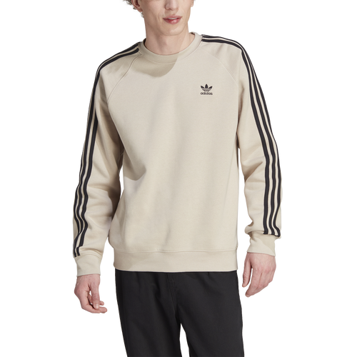 

adidas Originals Mens adidas Originals 3 Stripe Fleece Crew - Mens Beige/Black Size M