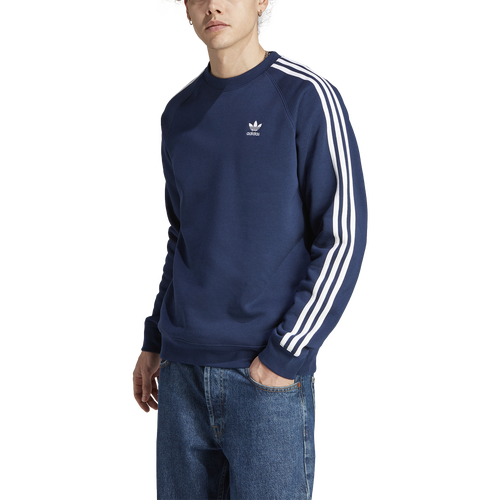 

adidas Originals Mens adidas Originals 3 Stripe Fleece Crew - Mens Night Indigo Size L