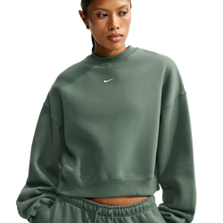 Women's - Nike Studio Fleece Mid-OS Crop Crew - Camo Green/Sail