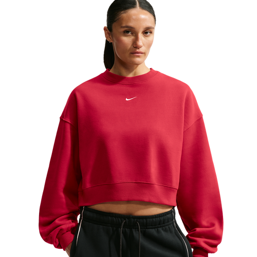 Nike Studio Fleece Mid-OS Crop Crew - Nike Sail/Tough Red