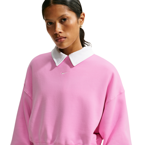 Nike Studio Fleece Mid-OS Crop Crew - Nike Pink Rise/Sail