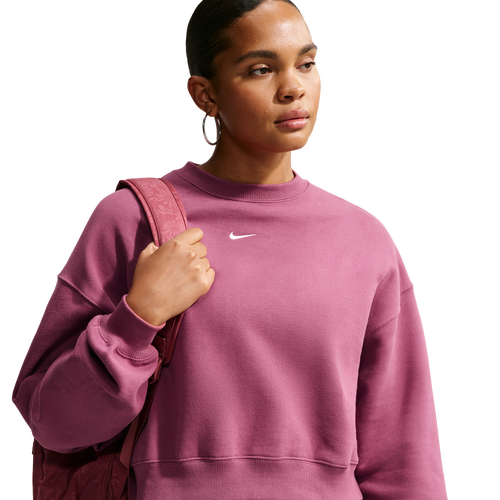 Nike Studio Fleece Mid-OS Crop Crew - Nike Sail/Pink Smoke